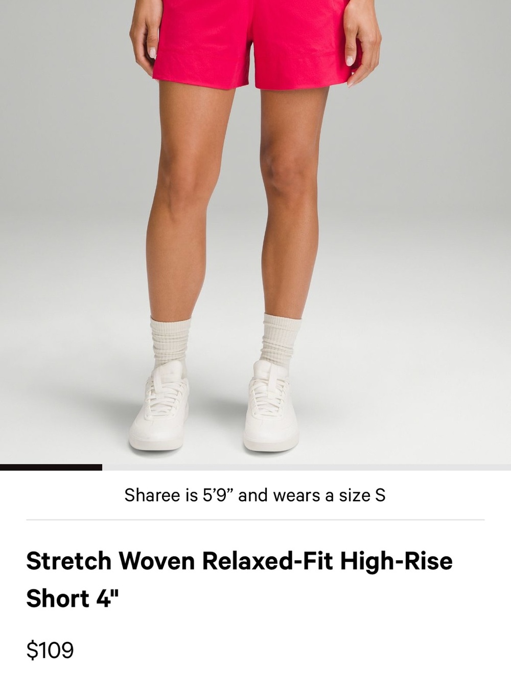 NWOT Lululemon Stretch Woven Relaxed Fit HR Shorts 4” - Cherry Mist